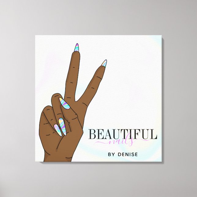 Toile salon holographique ongle femme main nails technic (Recto)