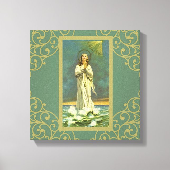 Toile Salut Mary Star de la Mer Ave Maris Rosary (Recto)