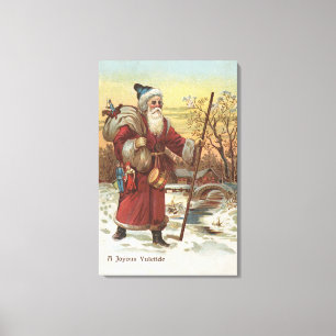 Toile Salutation de NoëlPère Noël avec bâton de marche