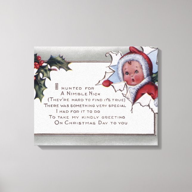 Toile Salutation de NoëlPetit enfant à travers le papier (Recto)