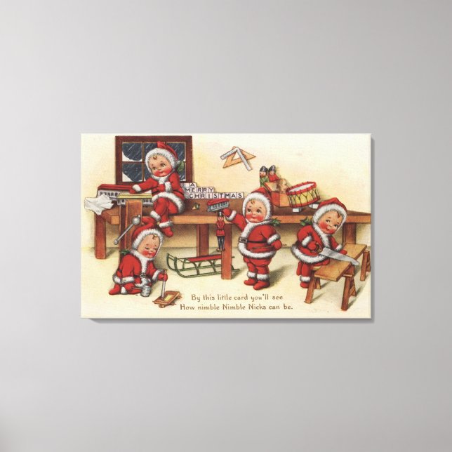 Toile Salutation de NoëlPetits enfants sur le pupitre (Recto)