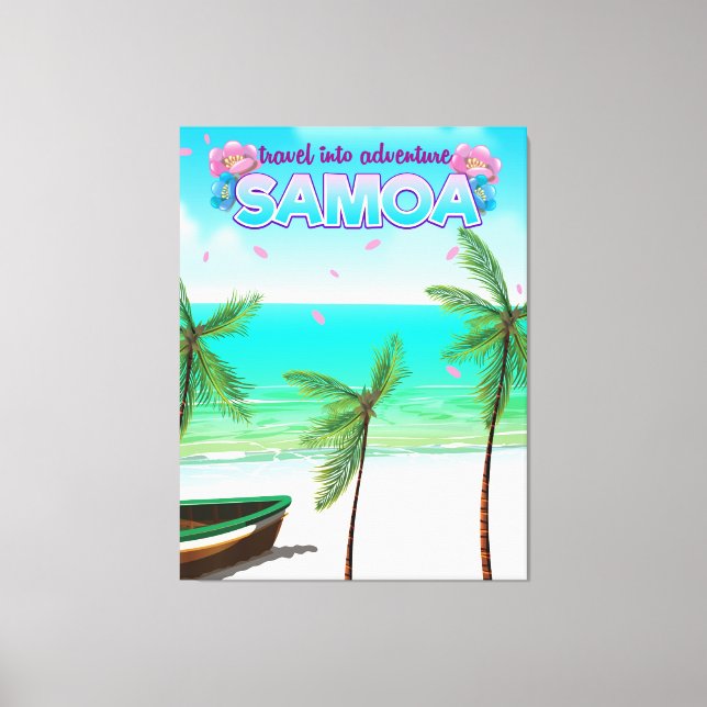 Toile Samoa "voyage vers l'aventure" affiche de voyage. (Recto)