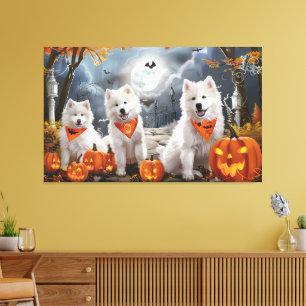 Toile Samoyed Halloween Épouvantable