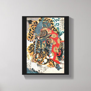 Toile Samurai Combattre un tigre, Kuniyoshi, Ukiyo-e