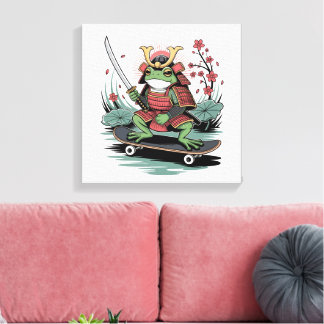 Toile Samurai frog warrior Stretched Canvas Print
