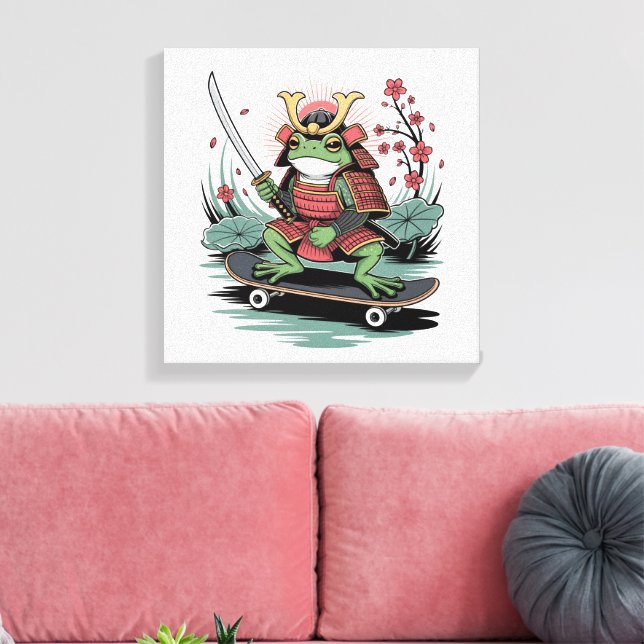 Toile  Samurai frog warrior Stretched Canvas Print (Insitu(Salon))