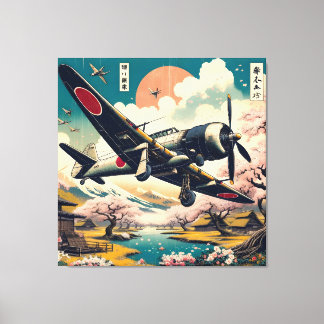 Toile Samurai Skies : Ukiyo-e Japan Zero Aircraft