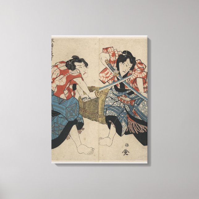 Toile Samurai Sword Fight vers 1825 (Recto)