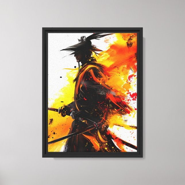 Toile Samurai Warrior Abstrait Ink Explosion Art (Recto)