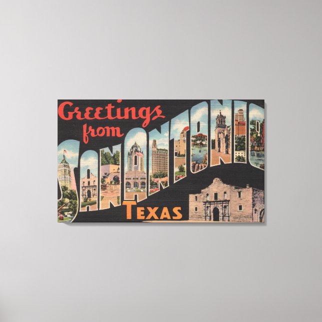 Toile San Antonio, Texas - Scènes de grandes lettres (Recto)