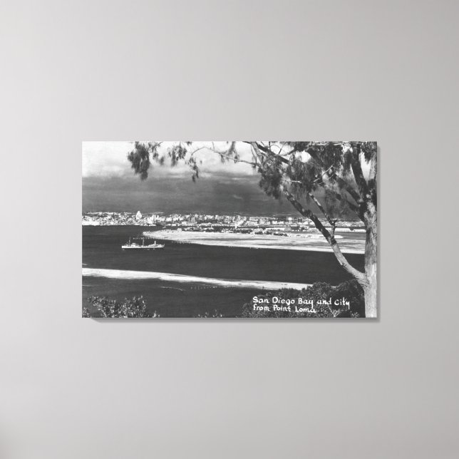 Toile San Diego, CA Bay et la ville de Point Loma (Recto)