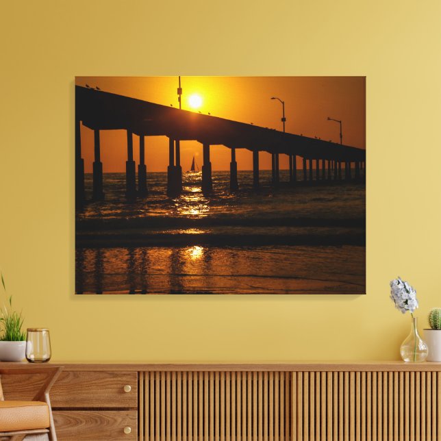 Toile San Diego Sunset Ocean Beach Pier (Insitu(Salon))