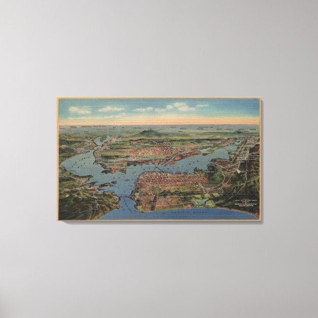 Toile San Francisco, CAAerial View from West (Recto)