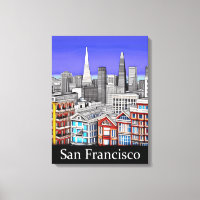 San Francisco Skyline Colour Line Art