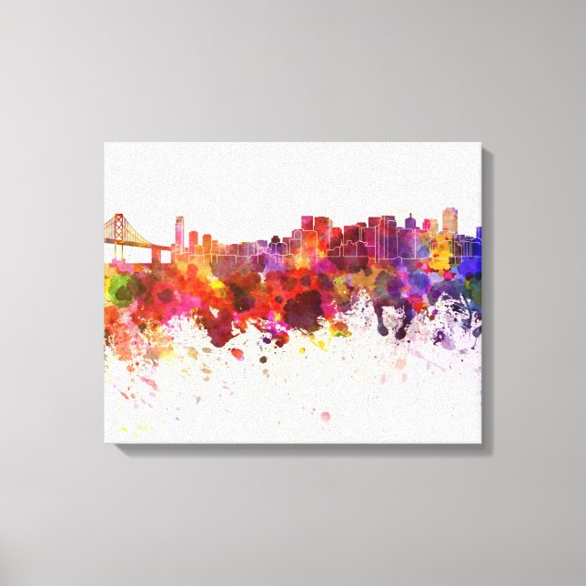 Toile San Francisco skyline in background watercolor (Recto)
