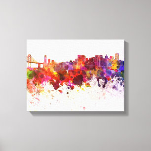 Toile San Francisco skyline in background watercolor