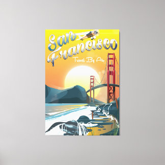 Toile San Francisco "Voyage en avion" Golden Sunset
