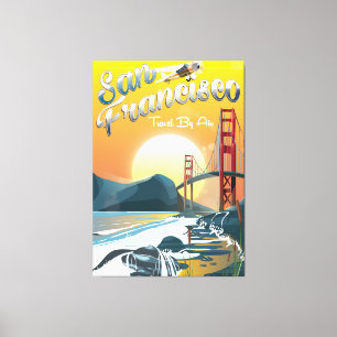 Toile San Fransisco "Voyage aérien" Coucher de soleil do
