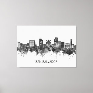 Toile San Salvador El Salvador Skyline BW