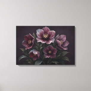 Toile Sanctuaire Floraison de Givre Hellebore d'Hiver su