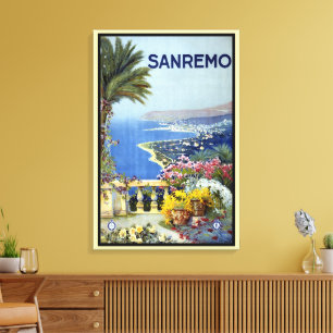 Toile Sanremo, Italie, Art de voyage vintage de la Rivie