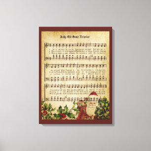 Toile Santa Claus Victorien vintage musique Score et cha