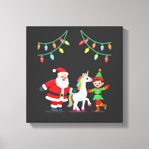 Toile Santa Elfe Licorne qui Dabbing Noël Enfants Garçon