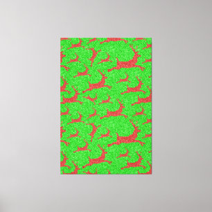 Toile Santa Renne Vert Clair Rouge Joyeux Noël