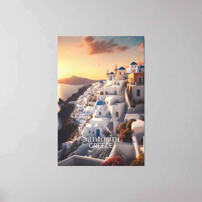 Toile Santorin, Grèce : Le paradis des vacances inoublia (Recto)