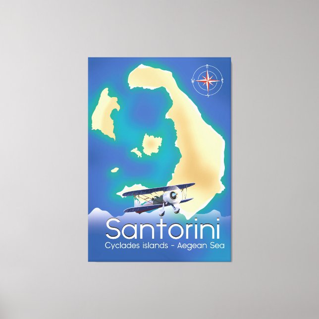 Toile Santorin îles Cyclades mer Égée carte (Recto)