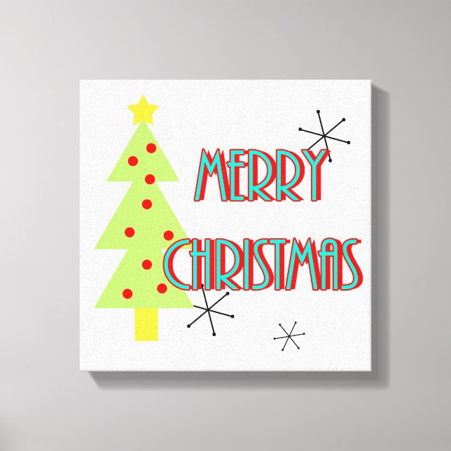 Toile sapin de noël rétro moderne du milieu du siècle (Recto)