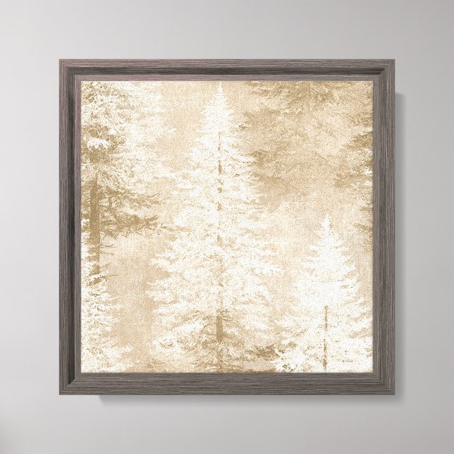 Toile Sapins de Noël Beige Blanc   (Recto)