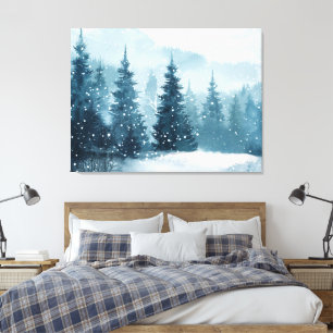 Toile Sapins de Noël enneigés 