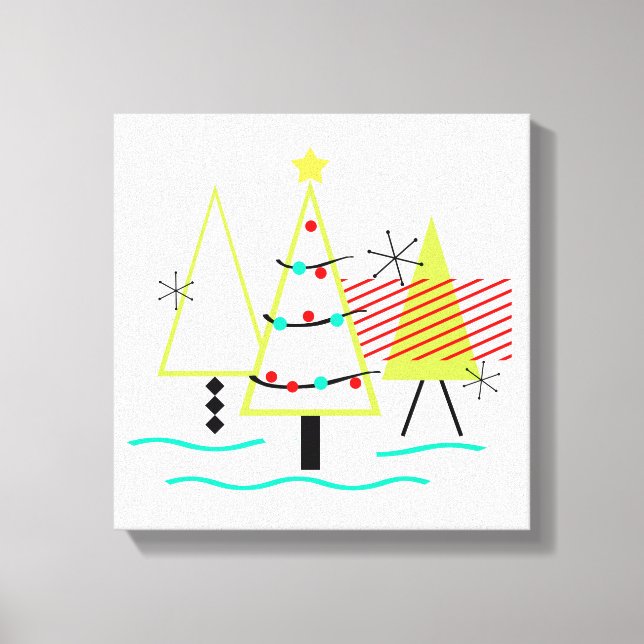 Toile sapins de noël rétro modernes du milieu du siècle (Recto)