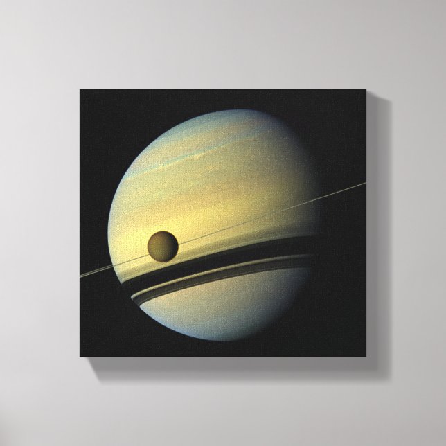 Toile Saturn & Titan Cassini Photo spatiale (Recto)