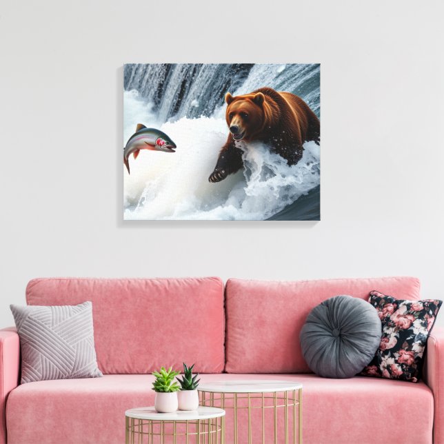 Toile Saumon de prise d'ours grizzli (Insitu(Salon))