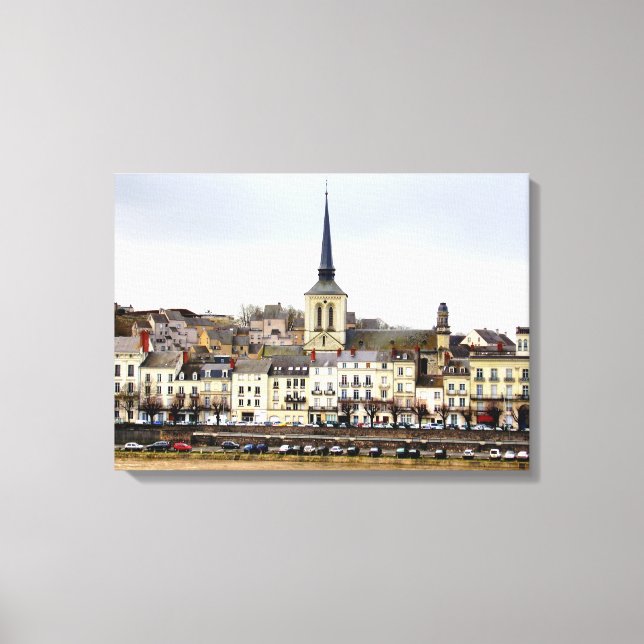 Toile Saumur River Bank Scene Canvas Print (Recto)