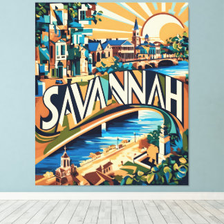 Toile Savannah Skyline Retro View
