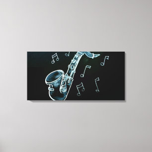 Toile Saxophone et notes de musique