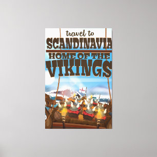 Toile Scandinavie maison des vikings affiche de dessin a