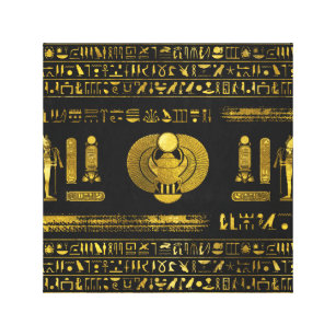 Toile Scarabée égyptien d'or sur le cuir noir