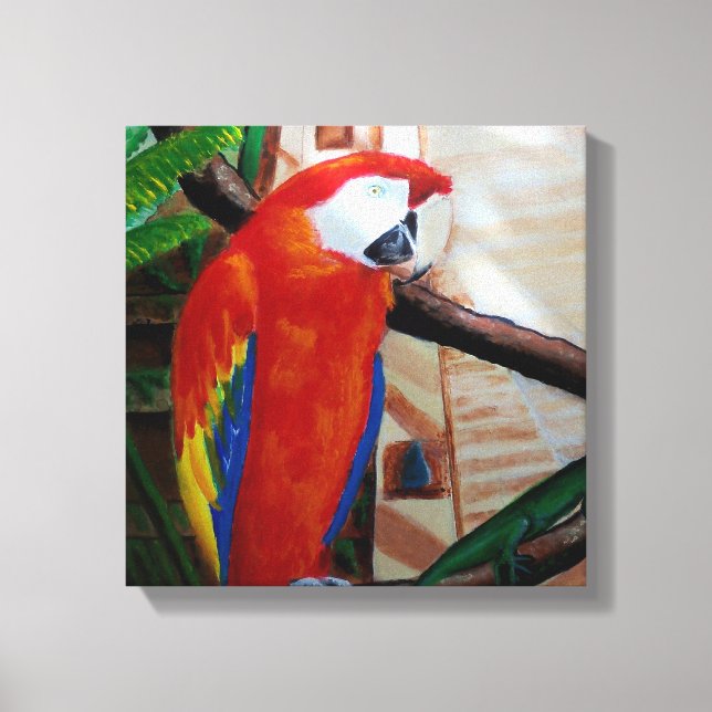 Toile Scarlet Macaw Exotic Wildlife Bird Art Jungle (Recto)