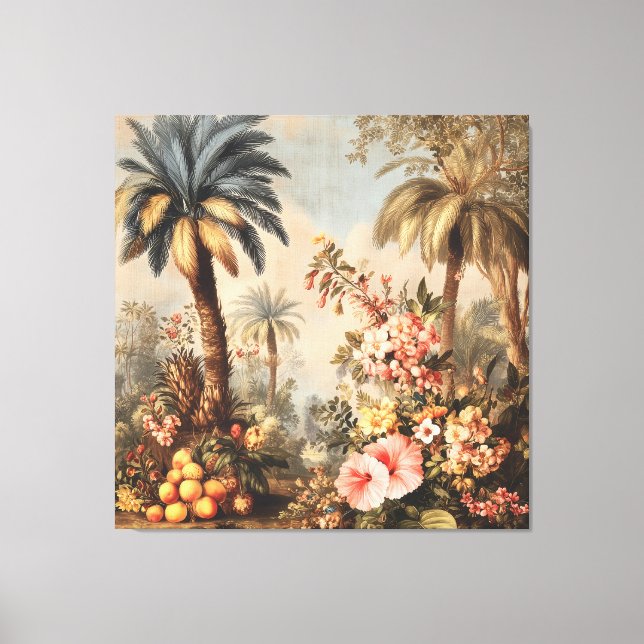 Toile Scène botanique vintage avec palmiers (Recto)