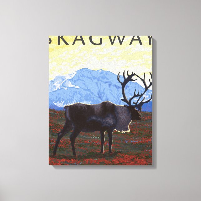 Toile Scène Caribou - Skagway, Alaska (Recto)