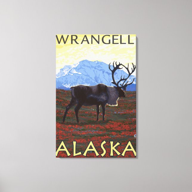 Toile Scène Caribou - Wrangell, Alaska (Recto)