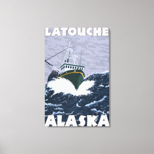 Toile Scène de bateau de pêche - Latouche, Alaska