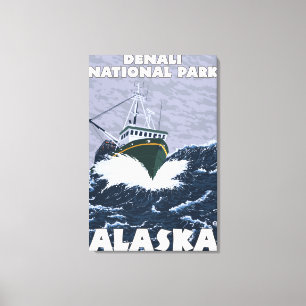 Toile Scène de bateau de pêche - parc national de