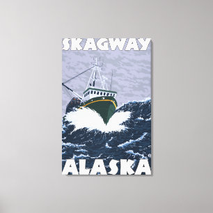 Toile Scène de bateau de pêche - Skagway, Alaska