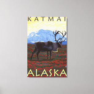 Toile Scène de caribou - Katmai, Alaska