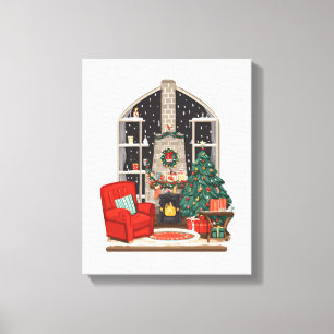 Toile Scène de chambre de Noël cosy – Vacances chaleureu